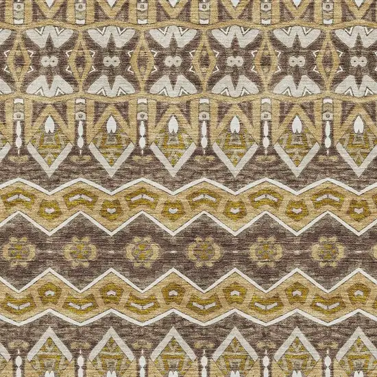 Gold Brown And Ivory Moroccan Washable Area Rug With UV Protection Photo 3