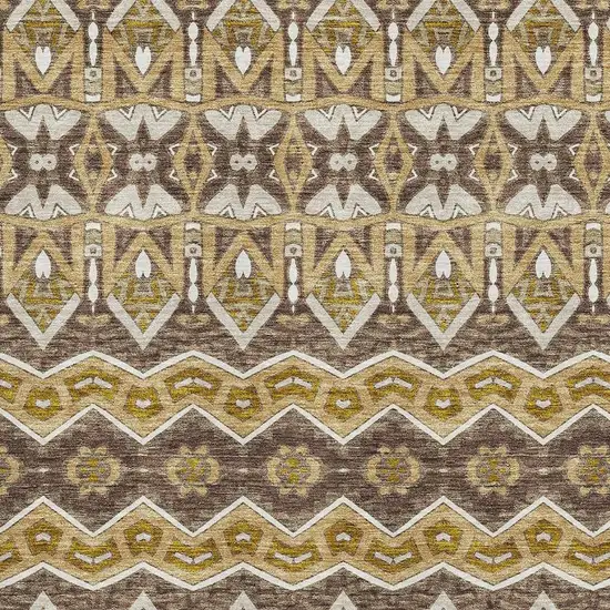 Gold Brown And Ivory Moroccan Washable Area Rug With UV Protection Photo 3
