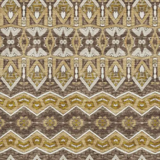 Gold Brown And Ivory Moroccan Washable Area Rug With UV Protection Photo 3