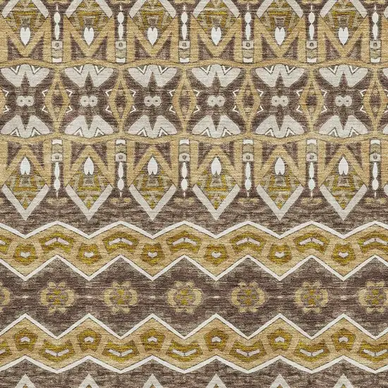 Gold Brown And Ivory Moroccan Washable Area Rug With UV Protection Photo 3