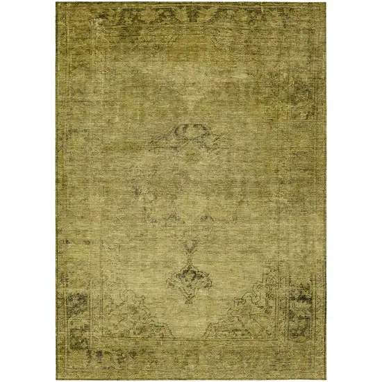 Gold Brown And Wheat Oriental Washable Indoor Outdoor Area Rug Photo 2