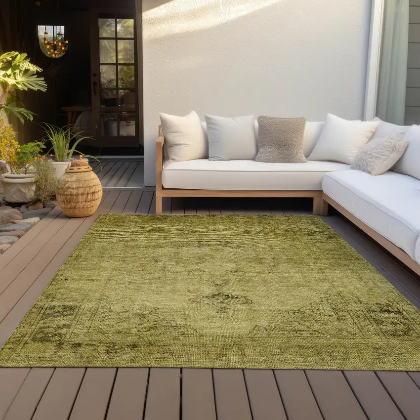Gold Brown And Wheat Oriental Washable Indoor Outdoor Area Rug Photo 7