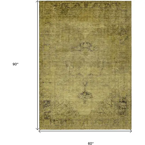 Gold Brown And Wheat Oriental Washable Indoor Outdoor Area Rug Photo 3