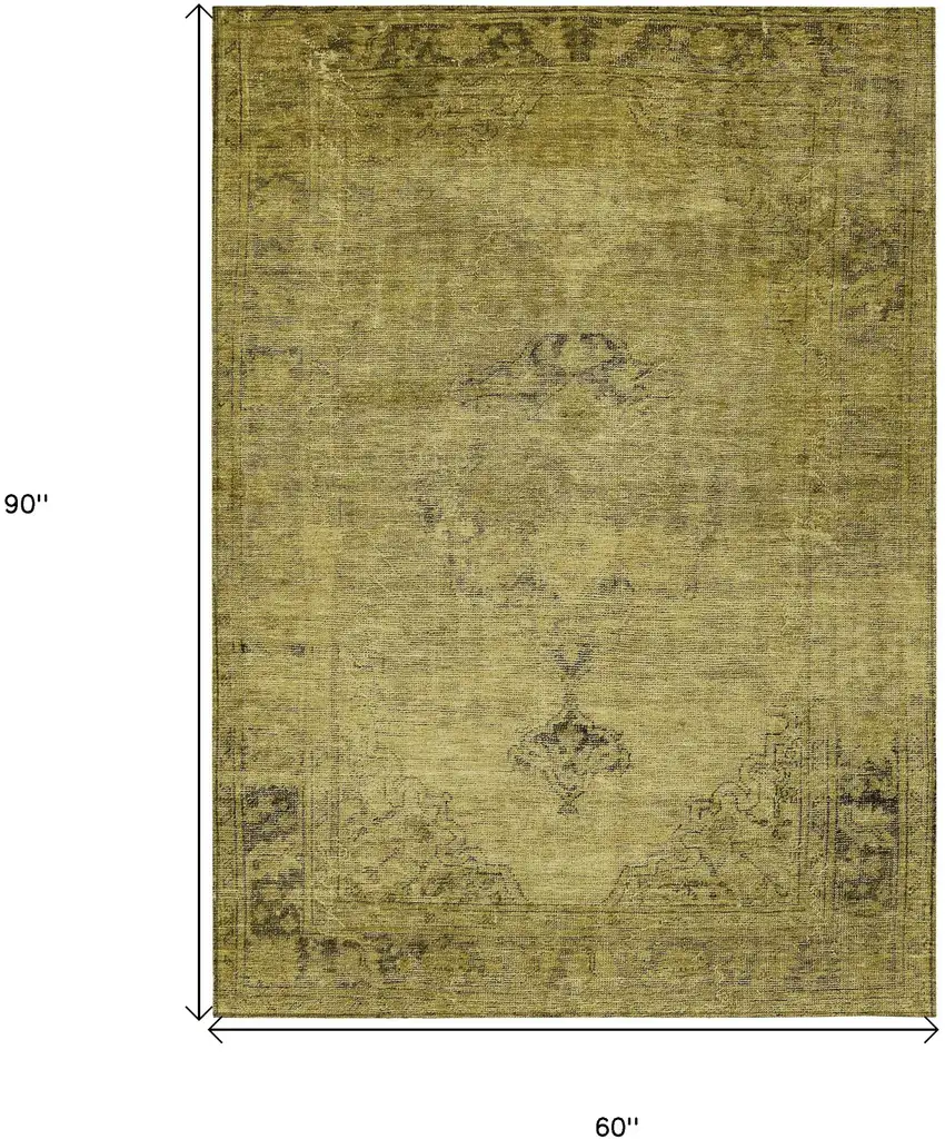 Gold Brown And Wheat Oriental Washable Indoor Outdoor Area Rug Photo 3
