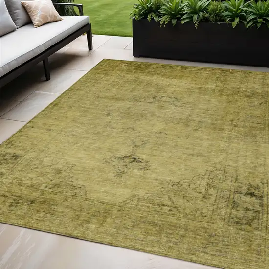 Gold Brown And Wheat Oriental Washable Indoor Outdoor Area Rug Photo 1
