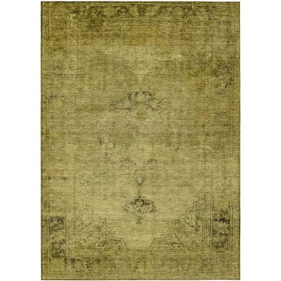 Gold Brown And Wheat Oriental Washable Indoor Outdoor Area Rug Photo 2