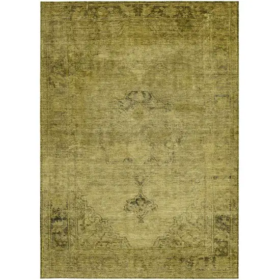 Gold Brown And Wheat Oriental Washable Indoor Outdoor Area Rug Photo 5