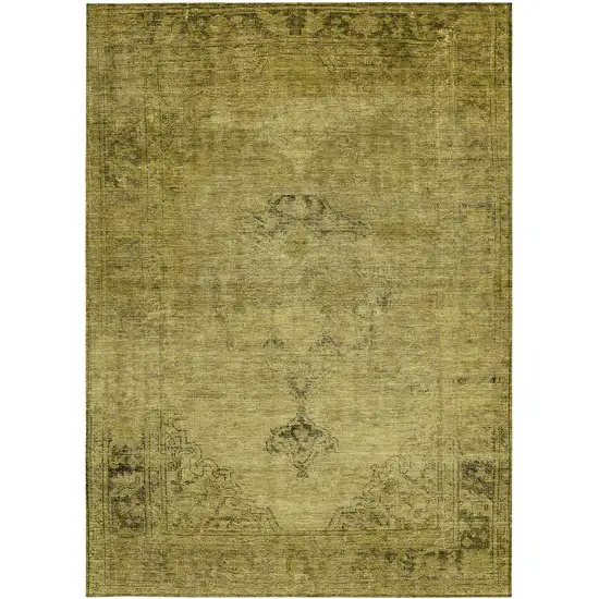 Gold Brown And Wheat Oriental Washable Indoor Outdoor Area Rug Photo 5