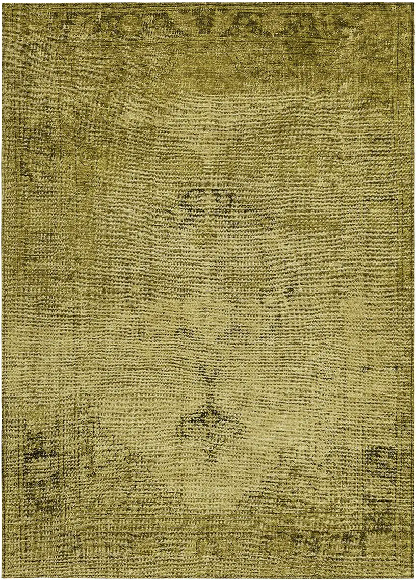 Gold Brown And Wheat Oriental Washable Indoor Outdoor Area Rug Photo 5