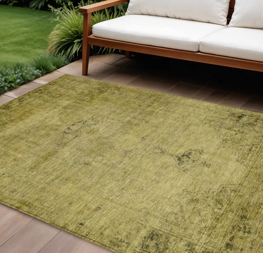 Gold Brown And Wheat Oriental Washable Indoor Outdoor Area Rug Photo 1