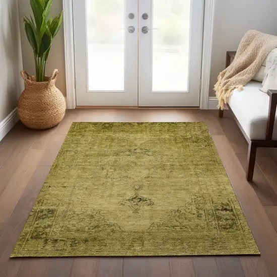 Gold Brown And Wheat Oriental Washable Indoor Outdoor Area Rug Photo 8