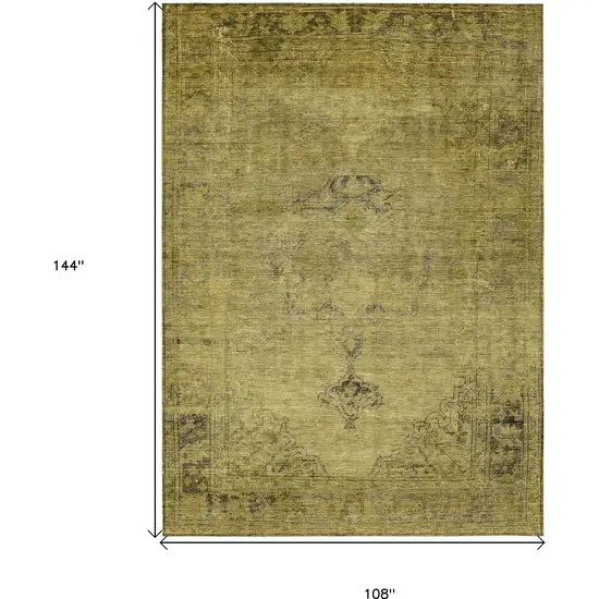 Gold Brown And Wheat Oriental Washable Indoor Outdoor Area Rug Photo 3