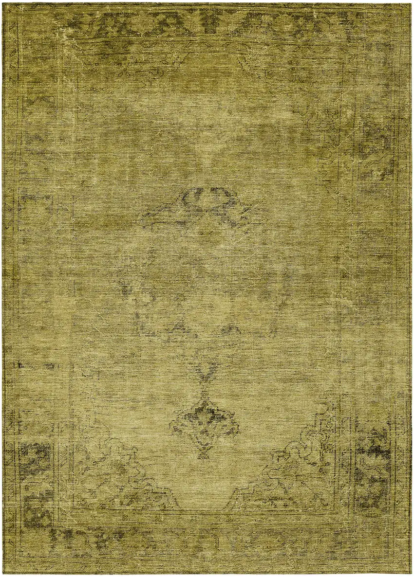 Gold Brown And Wheat Oriental Washable Indoor Outdoor Area Rug Photo 2