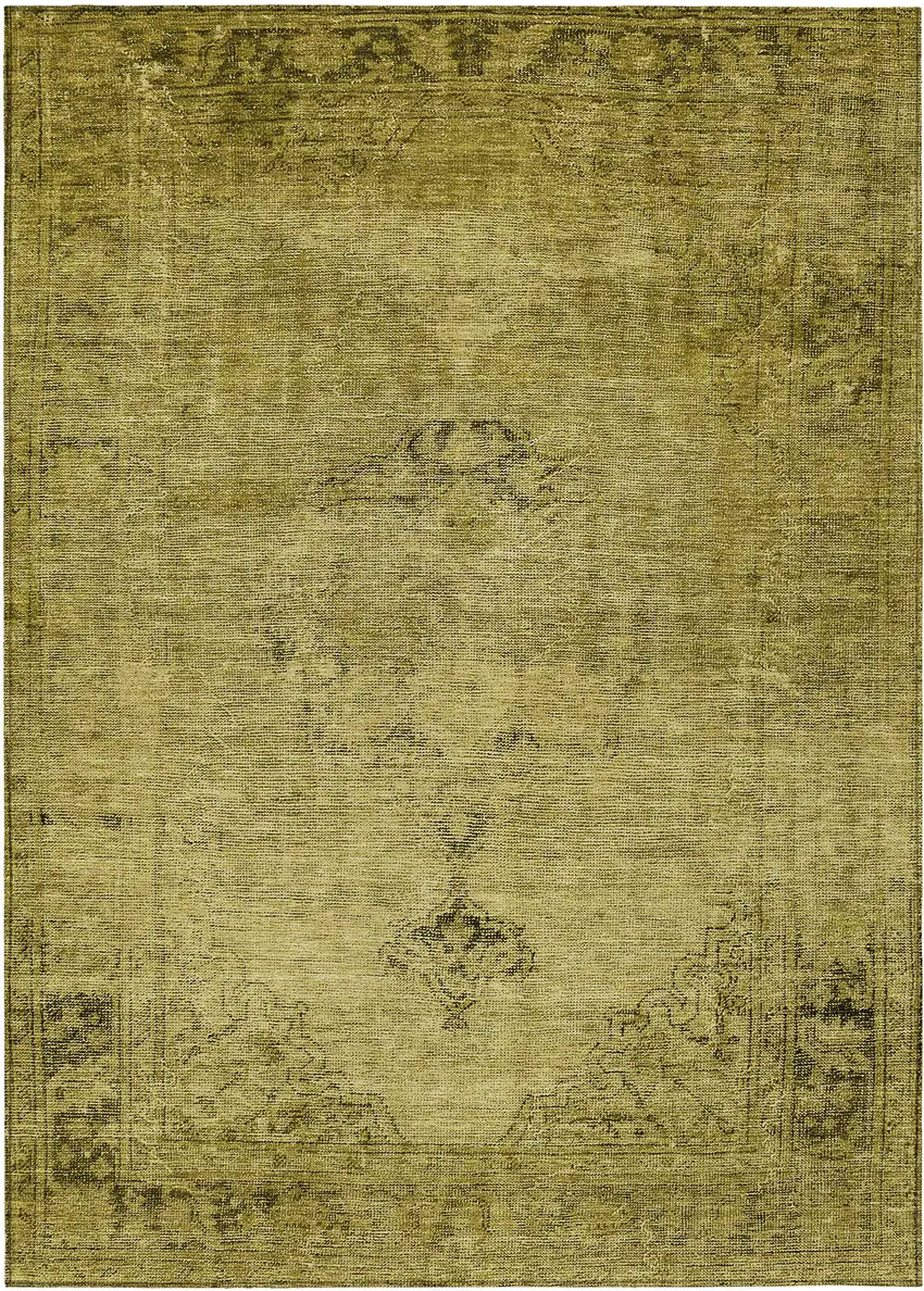 Gold Brown And Wheat Oriental Washable Indoor Outdoor Area Rug Photo 2