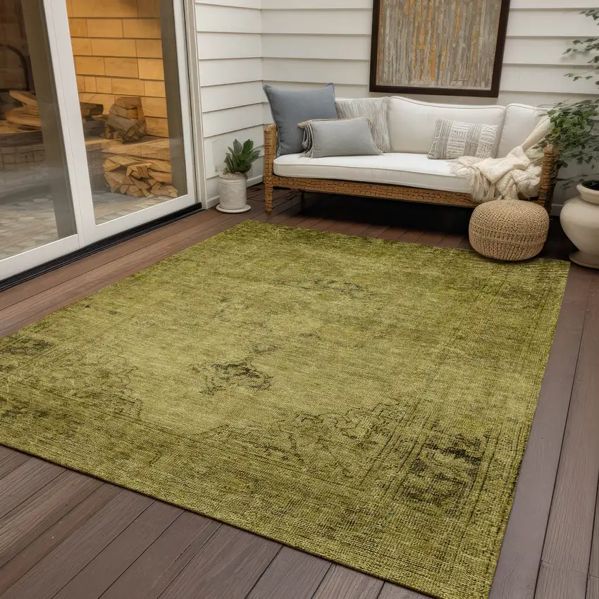 Gold Brown And Wheat Oriental Washable Indoor Outdoor Area Rug Photo 9