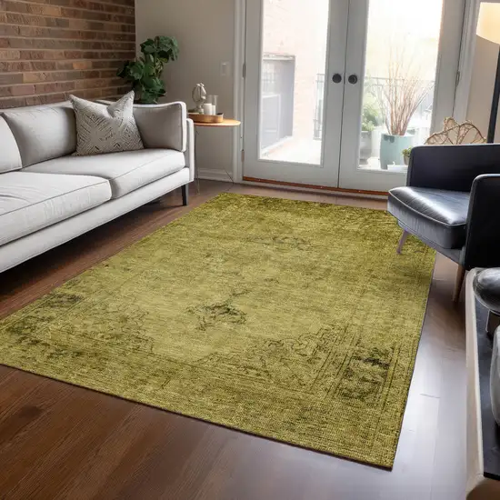 Gold Brown And Wheat Oriental Washable Indoor Outdoor Area Rug Photo 8