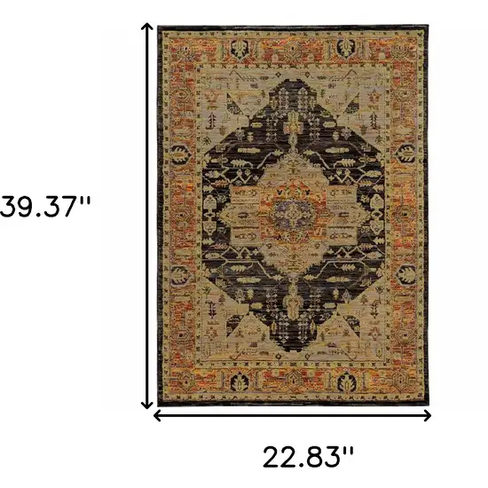 Gold And Gray Oriental Area Rug Photo 3