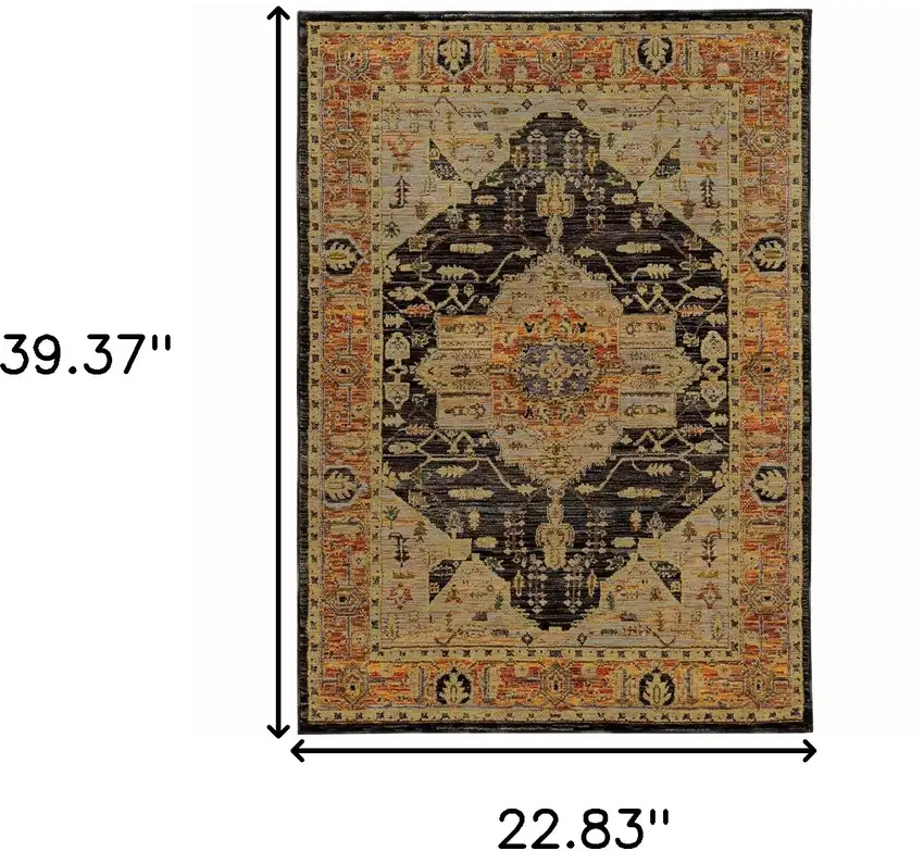 Gold And Gray Oriental Area Rug Photo 3