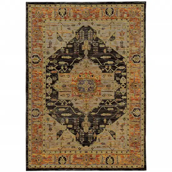 Gold And Gray Oriental Area Rug Photo 2