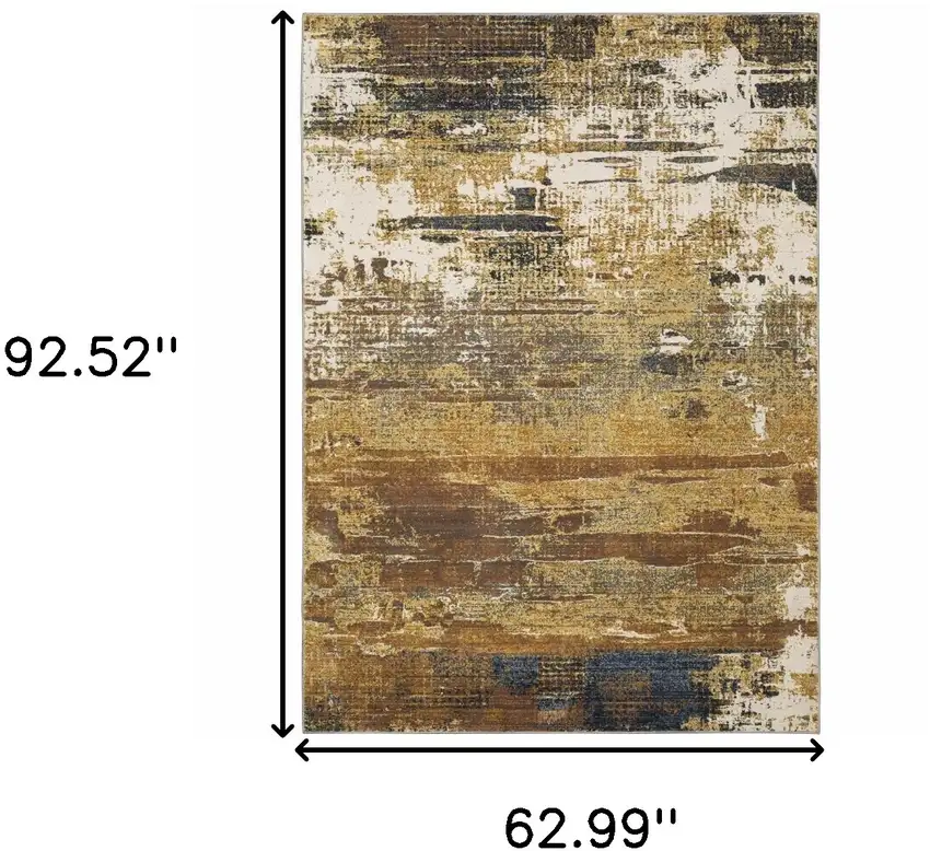 Gold Brown Rust Grey Blue And Beige Abstract Power Loom Stain Resistant Area Rug Photo 3