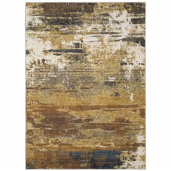 Gold And Beige Abstract Area Rug Photo 2