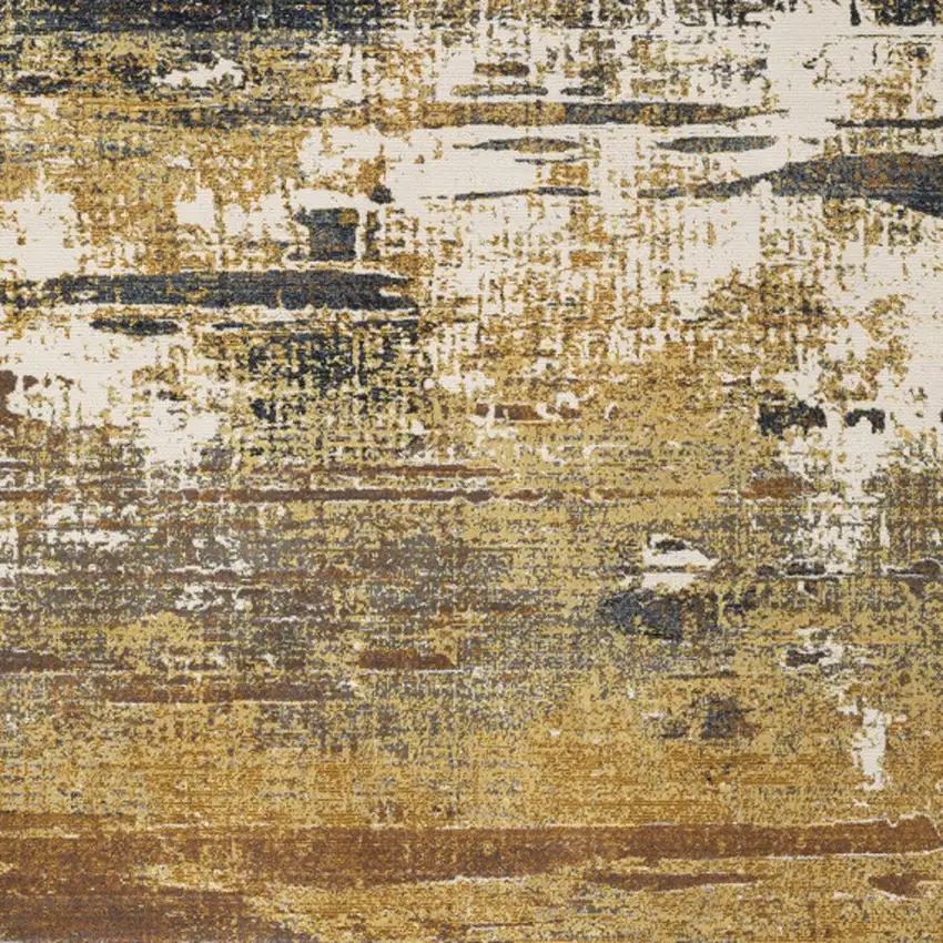 Gold And Beige Abstract Area Rug Photo 5