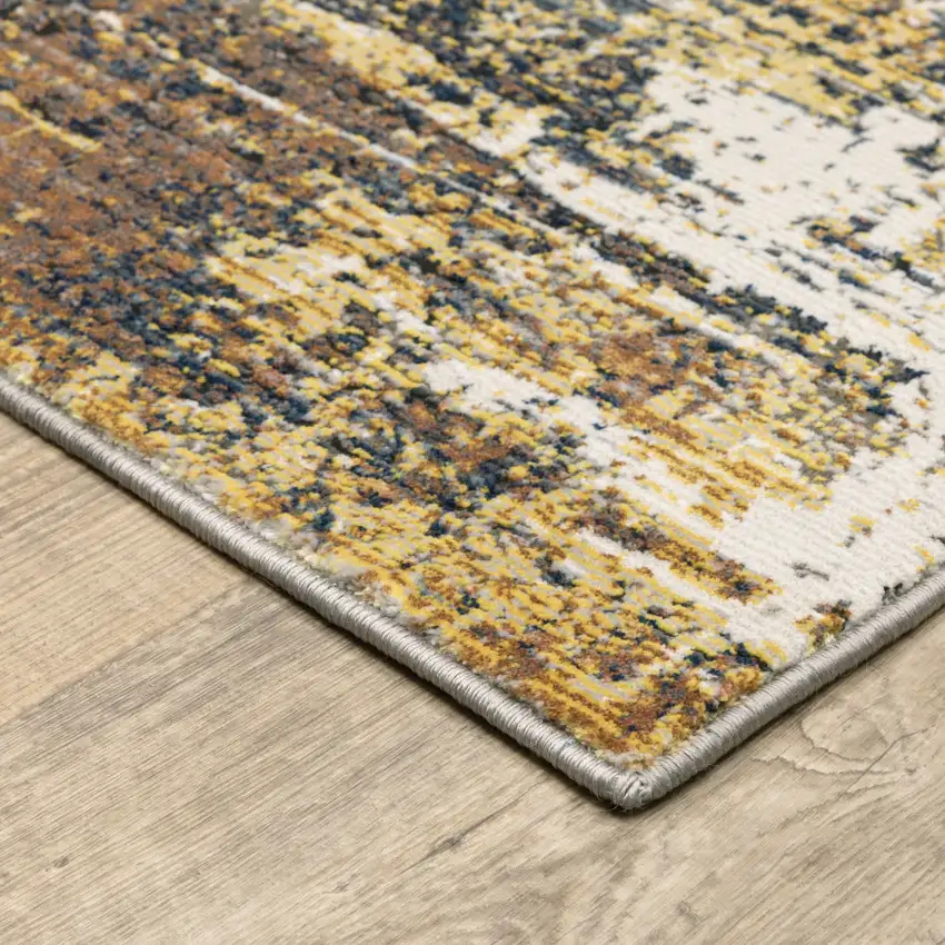 Gold And Beige Abstract Area Rug Photo 7
