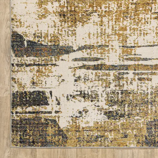 Gold And Beige Abstract Area Rug Photo 4