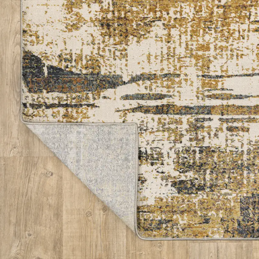 Gold Brown Rust Grey Blue And Beige Abstract Power Loom Stain Resistant Area Rug Photo 8