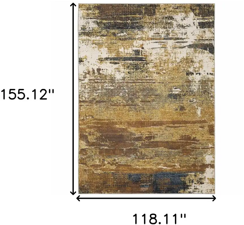 Gold Brown Rust Grey Blue And Beige Abstract Power Loom Stain Resistant Area Rug Photo 3