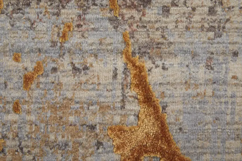 Gold Brown and Gray Abstract Power Loom Area Rug Photo 9