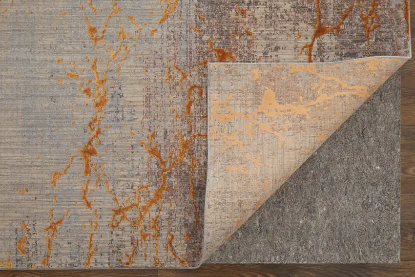 Gold Brown and Gray Abstract Power Loom Area Rug Photo 8