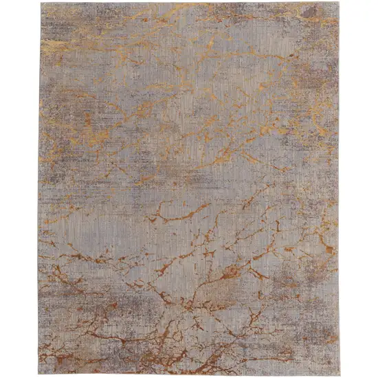 Gold Brown and Gray Abstract Power Loom Area Rug Photo 2