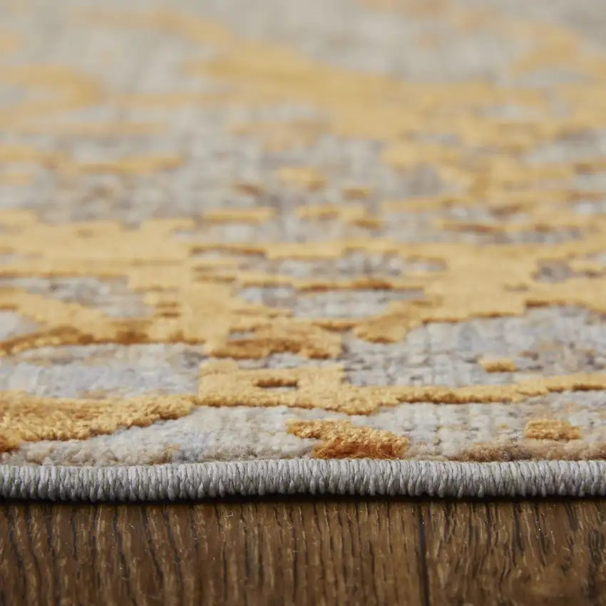 Gold Brown and Gray Abstract Power Loom Area Rug Photo 6