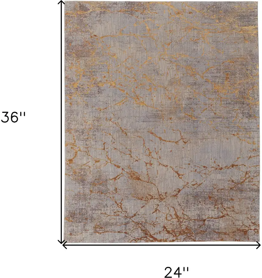 Gold Brown and Gray Abstract Power Loom Area Rug Photo 3