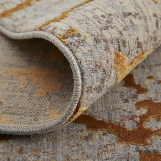 Gold Brown and Gray Abstract Power Loom Area Rug Photo 5