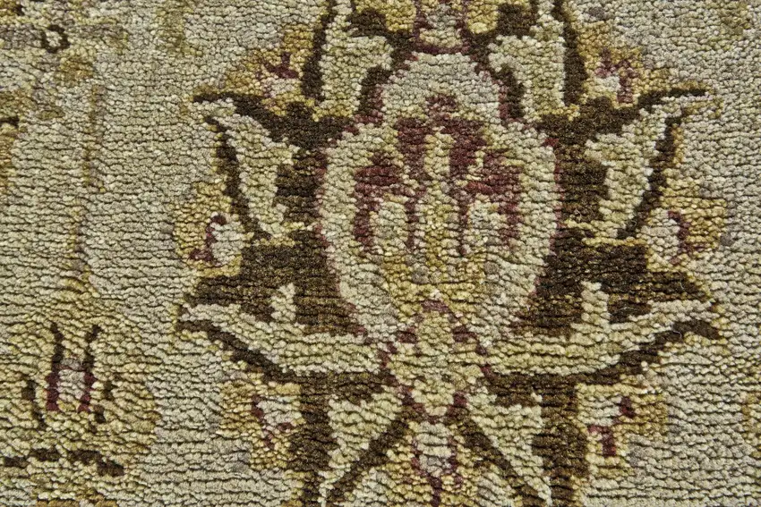 Gold Brown and Tan Wool Oriental Hand Knotted Area Rug Photo 8