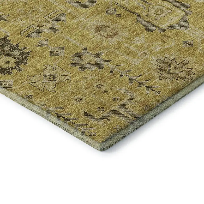 Gold Charcoal And Gray Oriental Washable Area Rug With UV Protection Photo 7