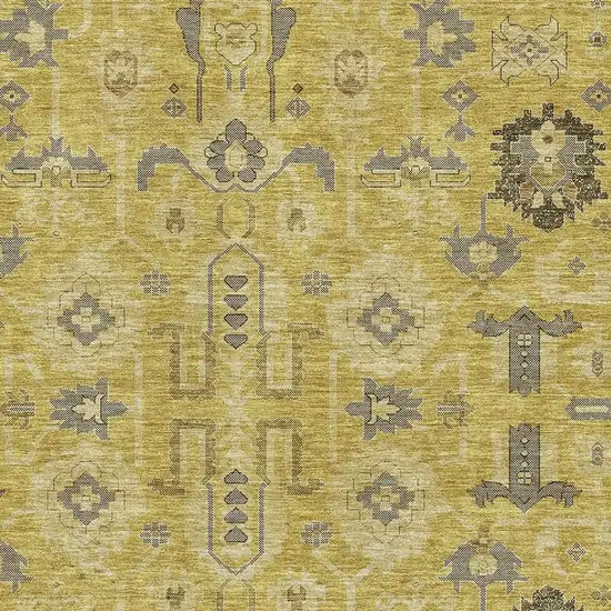 Gold Charcoal And Gray Oriental Washable Area Rug With UV Protection Photo 4