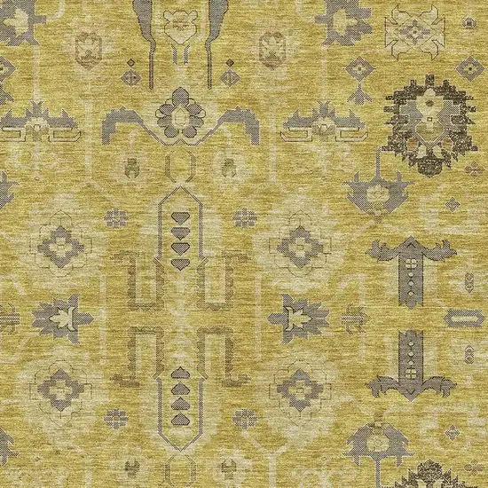 Gold Charcoal And Gray Oriental Washable Area Rug With UV Protection Photo 4