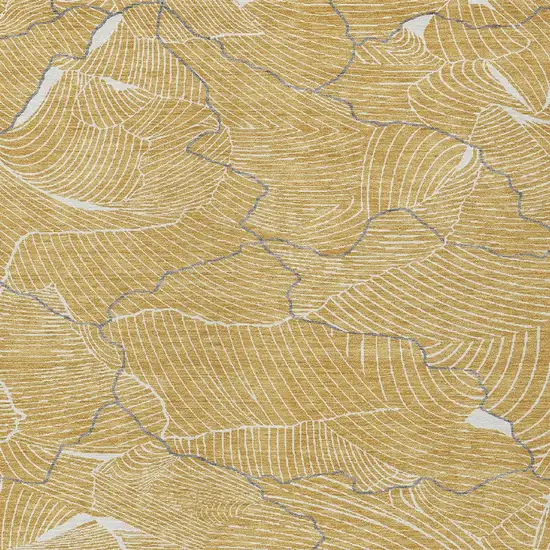 Gold Charcoal And Ivory Abstract Washable Indoor Outdoor Area Rug Photo 6