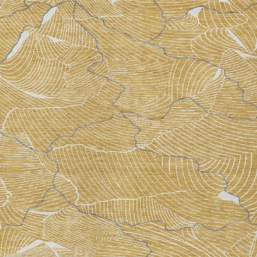 Gold Charcoal And Ivory Abstract Washable Indoor Outdoor Area Rug Photo 6