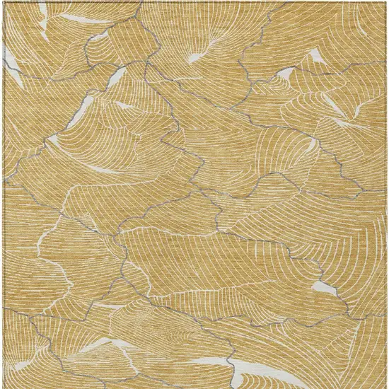 Gold Charcoal And Ivory Abstract Washable Indoor Outdoor Area Rug Photo 7