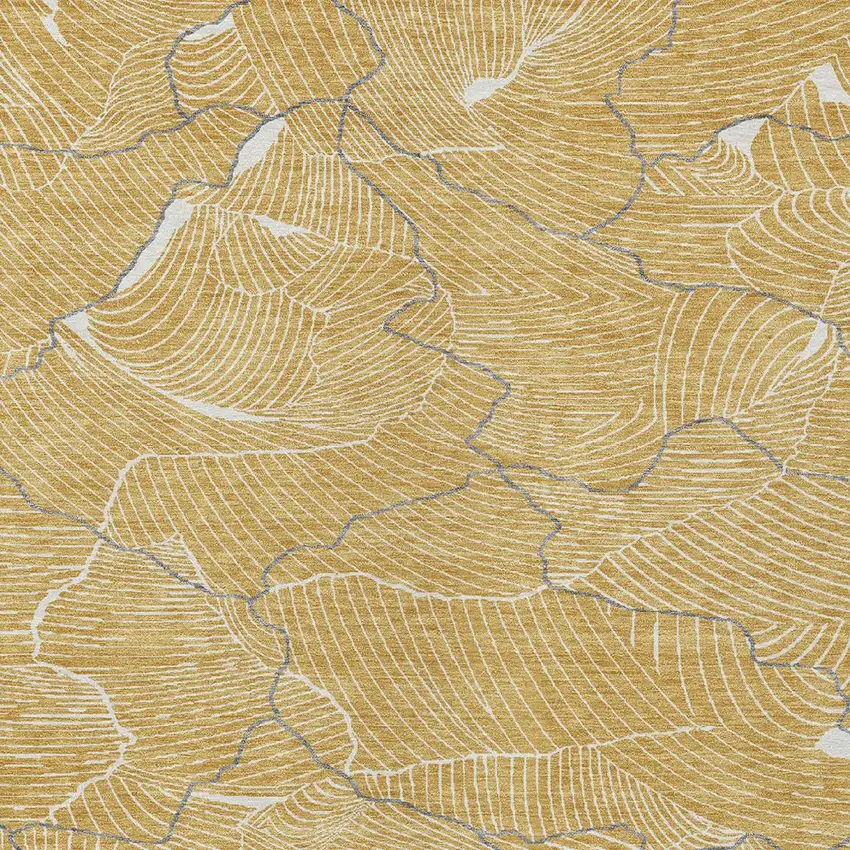 Gold Charcoal And Ivory Abstract Washable Indoor Outdoor Area Rug Photo 6