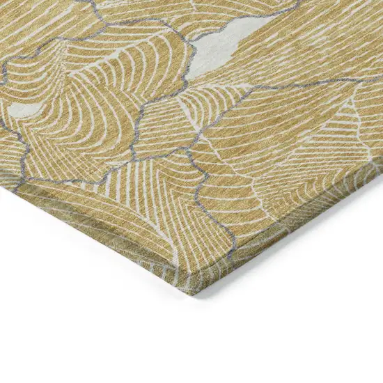 Gold Charcoal And Ivory Abstract Washable Indoor Outdoor Area Rug Photo 3