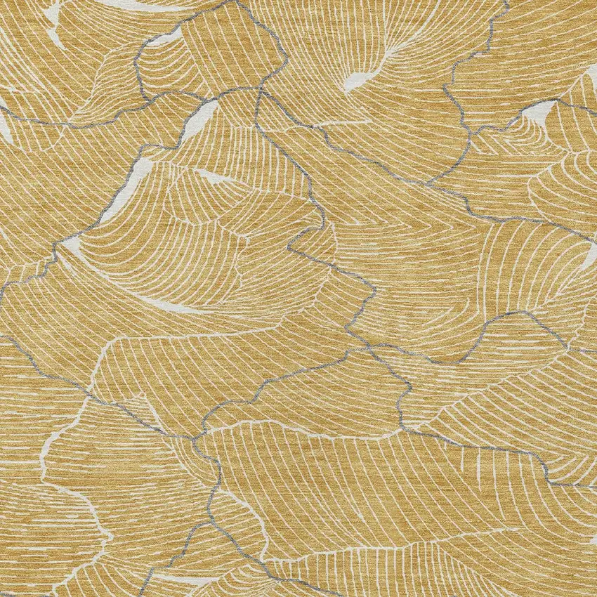 Gold Charcoal And Ivory Abstract Washable Indoor Outdoor Area Rug Photo 6