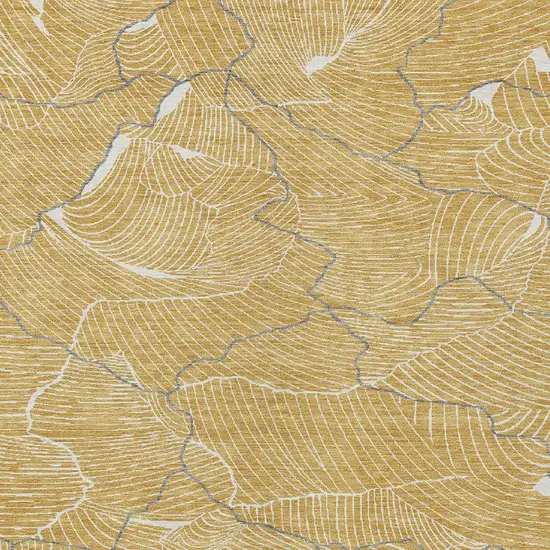 Gold Charcoal And Ivory Abstract Washable Indoor Outdoor Area Rug Photo 6