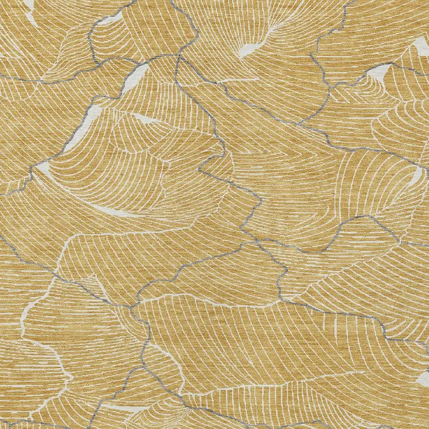 Gold Charcoal And Ivory Abstract Washable Indoor Outdoor Area Rug Photo 6