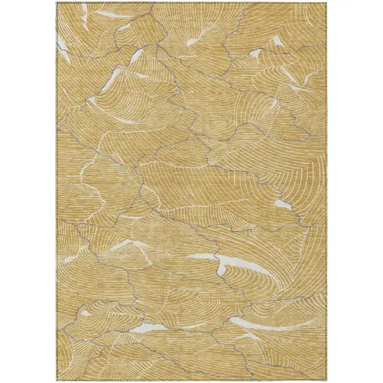 Gold Charcoal And Ivory Abstract Washable Indoor Outdoor Area Rug Photo 2