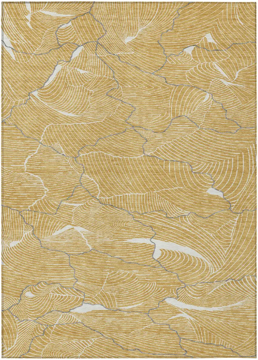 Gold Charcoal And Ivory Abstract Washable Indoor Outdoor Area Rug Photo 2